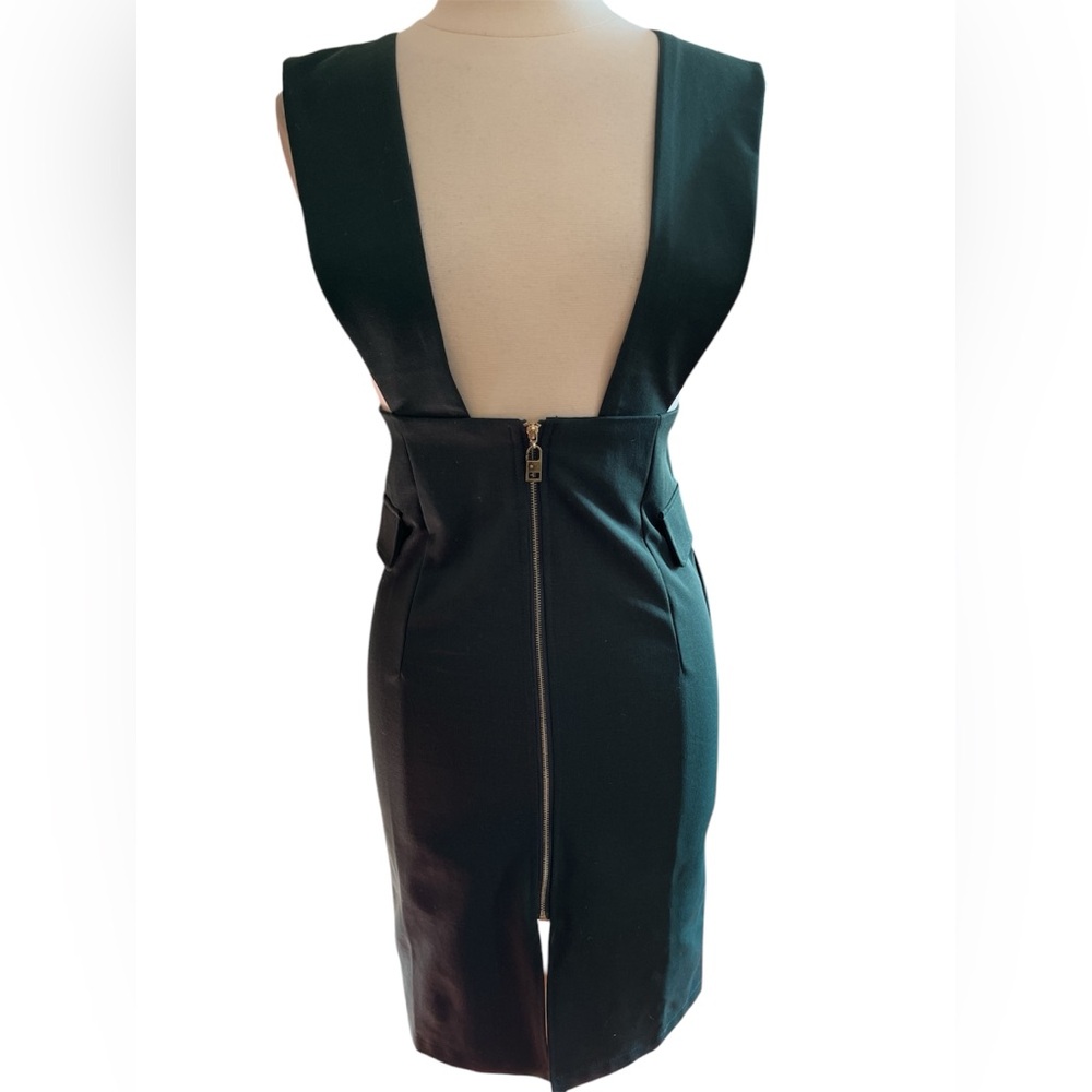 Cheery Belle Emerald Green Fitted sheath Dress w/Gold front zipper Size Large